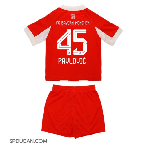 Dječji Nogometni Dres Bayern Munich Aleksandar Pavlovic #45 Domaci 2025-26 Kratak Rukav (+ Kratke hlače)